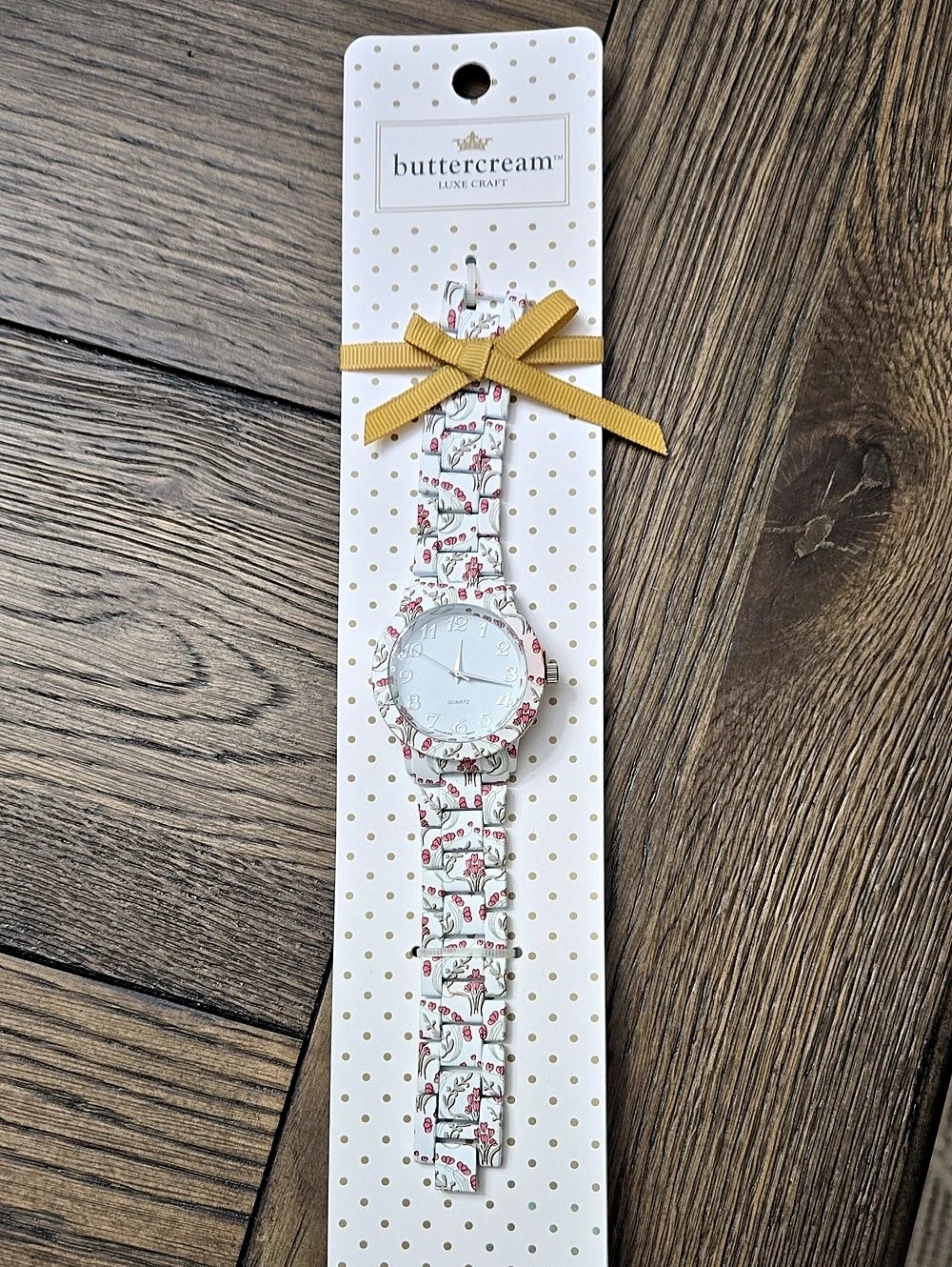 Buttercream Floral Quartz Watch in White & Pink NWT